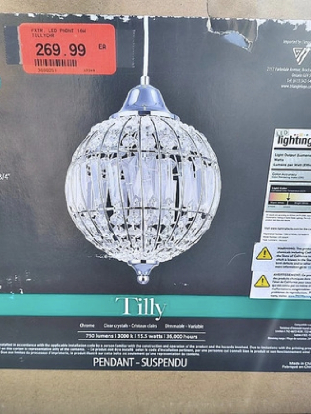 Greenchoice Tilly Silver Pendant Light NWT